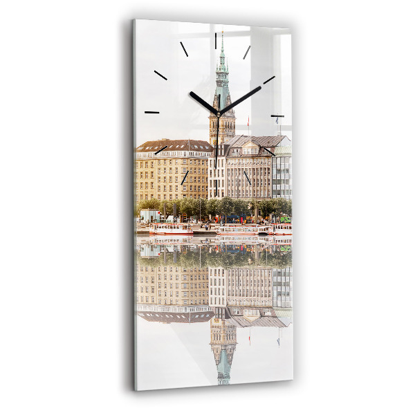 Ceas vertical de perete din sticlă Râul Hamburg Germania
