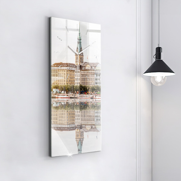 Ceas vertical de perete din sticlă Râul Hamburg Germania