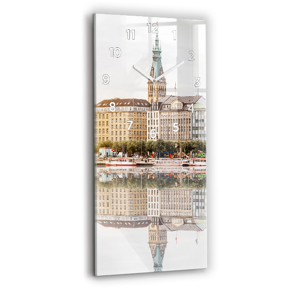 Ceas vertical de perete din sticlă Râul Hamburg Germania