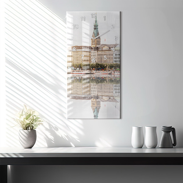 Ceas vertical de perete din sticlă Râul Hamburg Germania