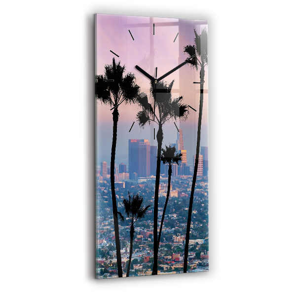 Ceas vertical de perete din sticlă Apus de soare din Los Angeles