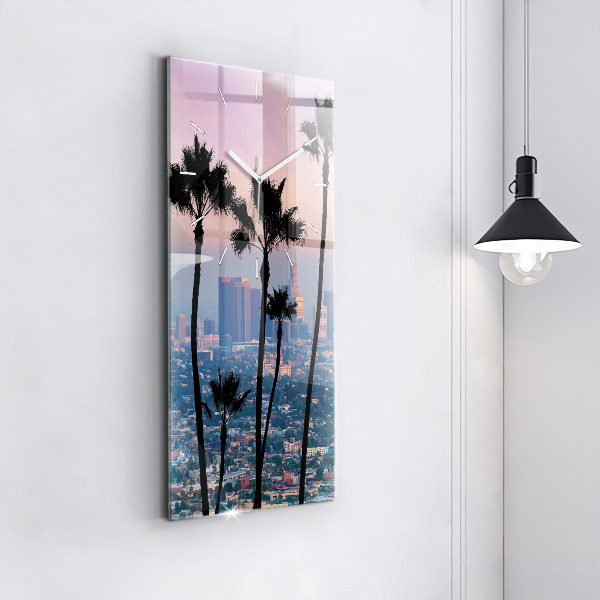 Ceas vertical de perete din sticlă Apus de soare din Los Angeles