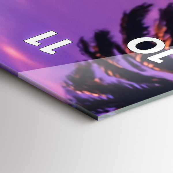 Ceas vertical de perete din sticlă Apus de soare în LA