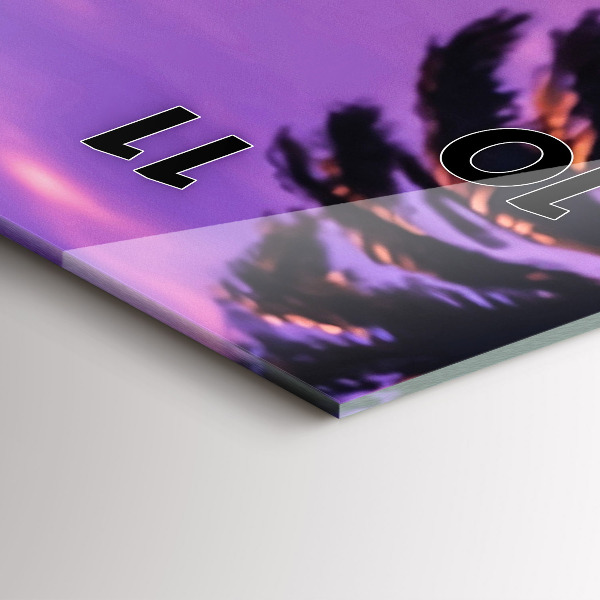 Ceas vertical de perete din sticlă Apus de soare în LA