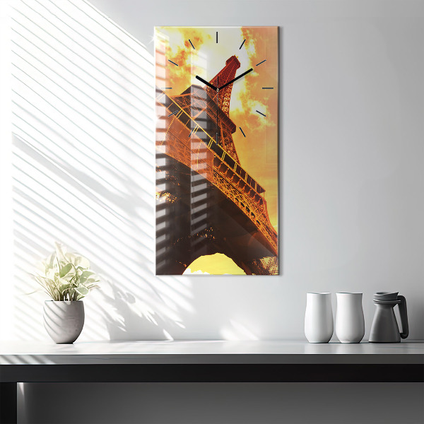 Ceas vertical de perete din sticlă Turnul Eiffel din Paris