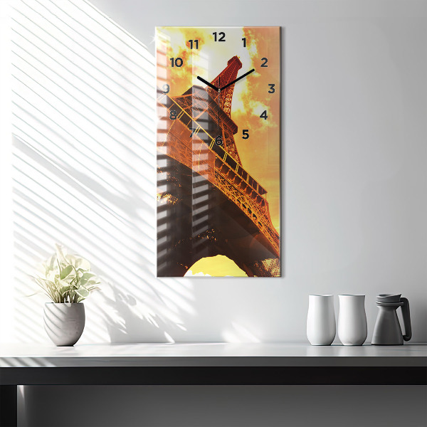 Ceas vertical de perete din sticlă Turnul Eiffel din Paris