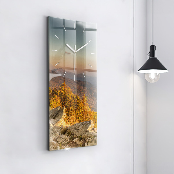 Ceas vertical de perete din sticlă Munții Bieszczady