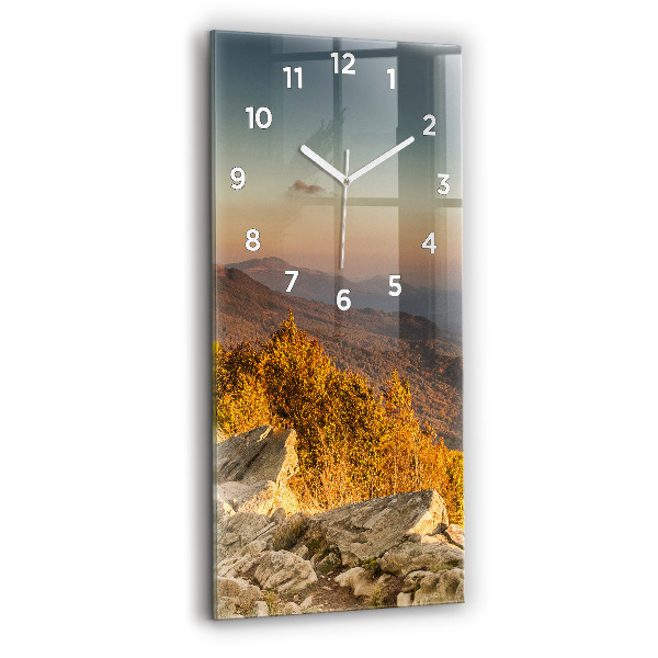 Ceas vertical de perete din sticlă Munții Bieszczady