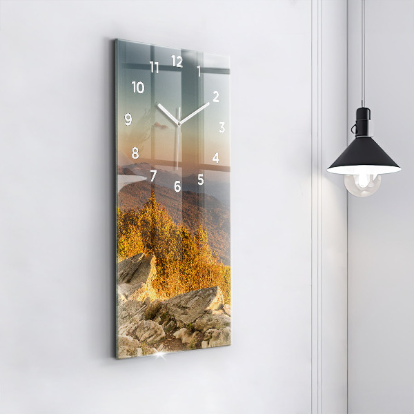 Ceas vertical de perete din sticlă Munții Bieszczady