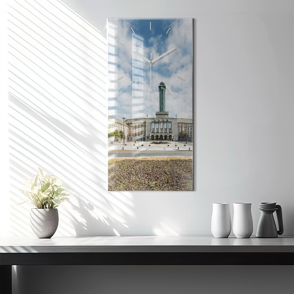 Ceas vertical de perete din sticlă Panorama orasului Ostrava