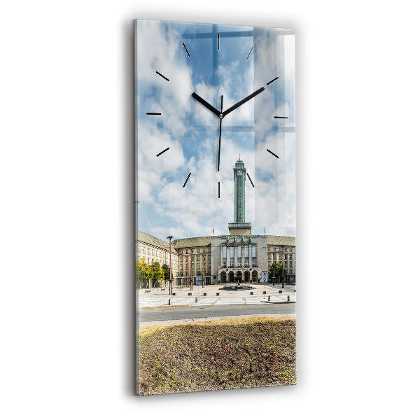 Ceas vertical de perete din sticlă Panorama orasului Ostrava
