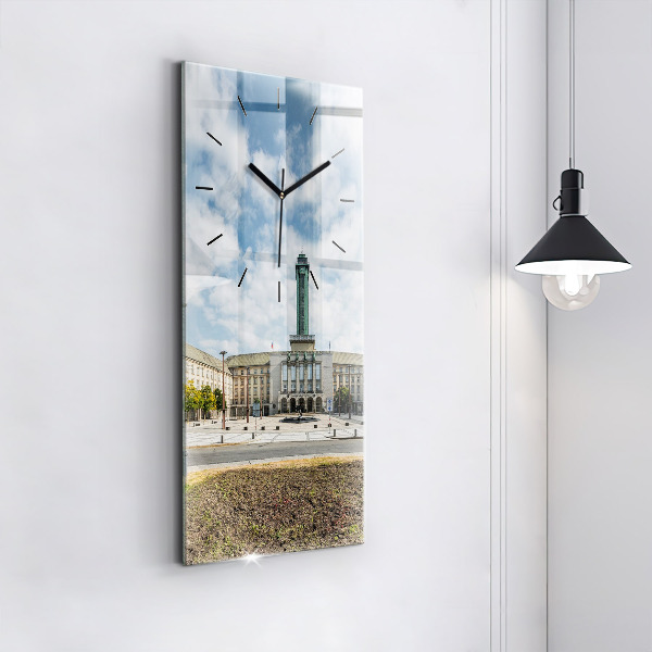 Ceas vertical de perete din sticlă Panorama orasului Ostrava