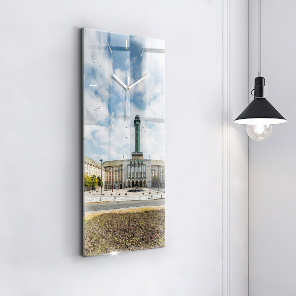 Ceas vertical de perete din sticlă Panorama orasului Ostrava
