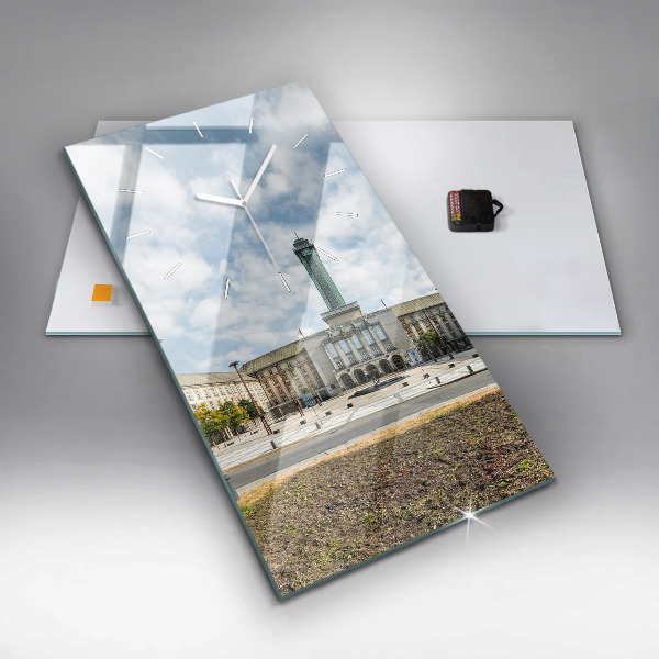 Ceas vertical de perete din sticlă Panorama orasului Ostrava