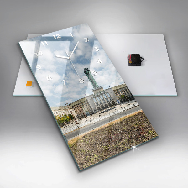 Ceas vertical de perete din sticlă Panorama orasului Ostrava