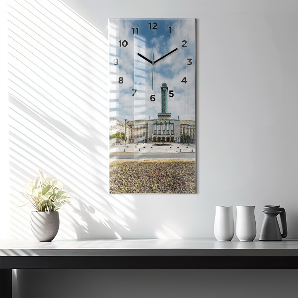 Ceas vertical de perete din sticlă Panorama orasului Ostrava