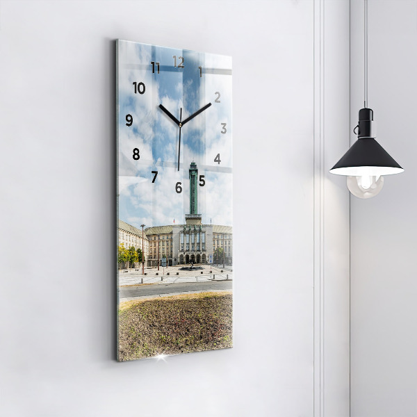 Ceas vertical de perete din sticlă Panorama orasului Ostrava