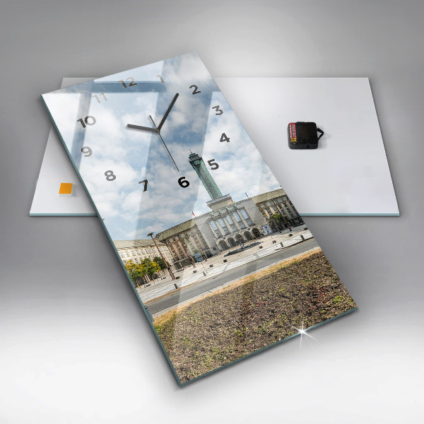 Ceas vertical de perete din sticlă Panorama orasului Ostrava