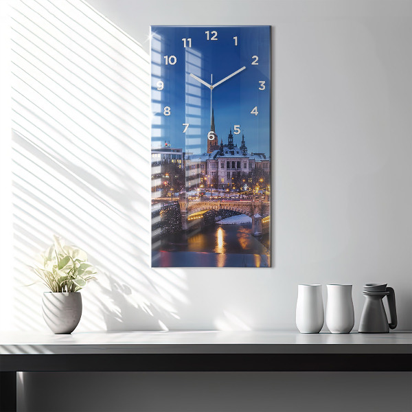 Ceas vertical de perete din sticlă Panorama orasului Plzen