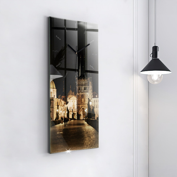 Ceas vertical de perete din sticlă Podul Carol din Praga