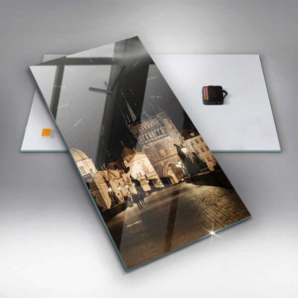 Ceas vertical de perete din sticlă Podul Carol din Praga