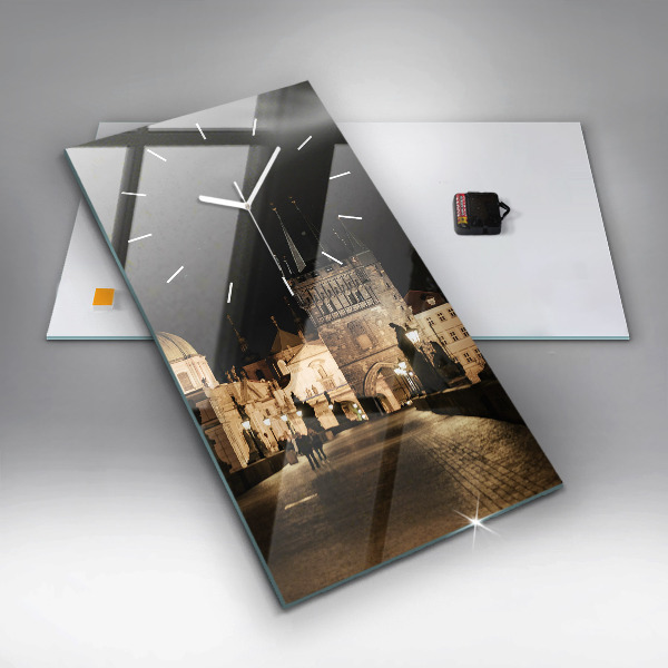 Ceas vertical de perete din sticlă Podul Carol din Praga