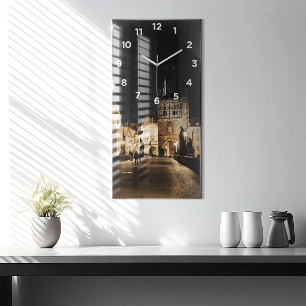 Ceas vertical de perete din sticlă Podul Carol din Praga