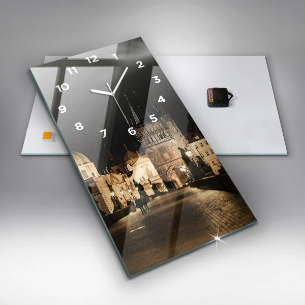 Ceas vertical de perete din sticlă Podul Carol din Praga