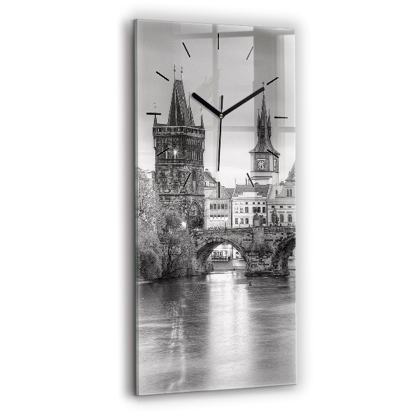 Ceas vertical de perete din sticlă Podul Carol din Praga