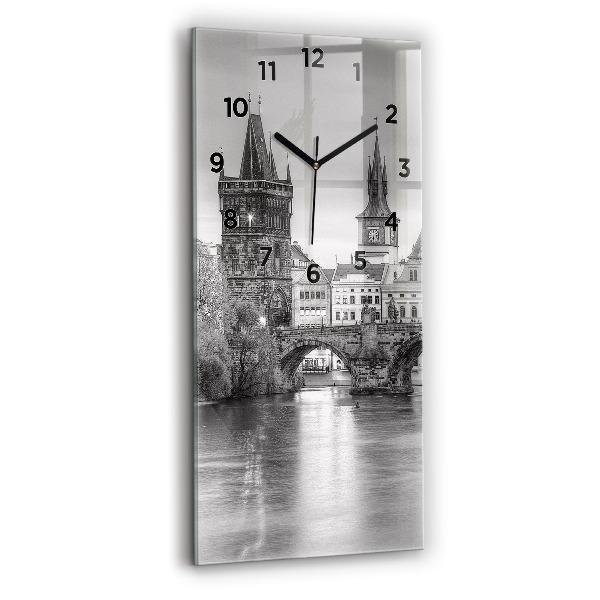 Ceas vertical de perete din sticlă Podul Carol din Praga