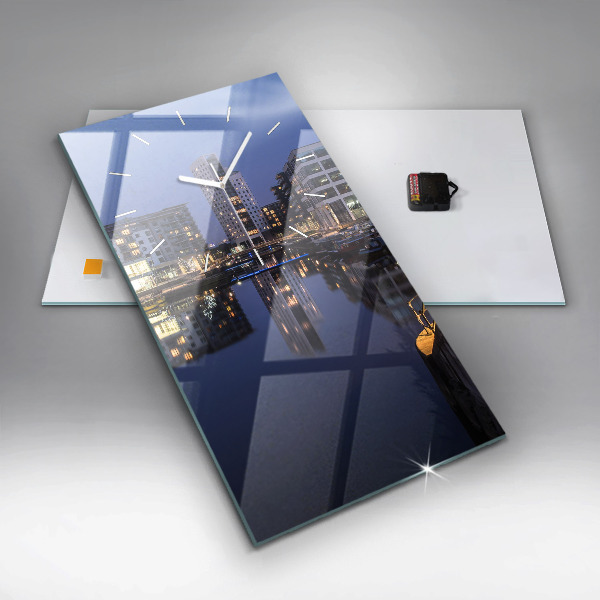 Ceas vertical de perete din sticlă Orașul iluminat noaptea