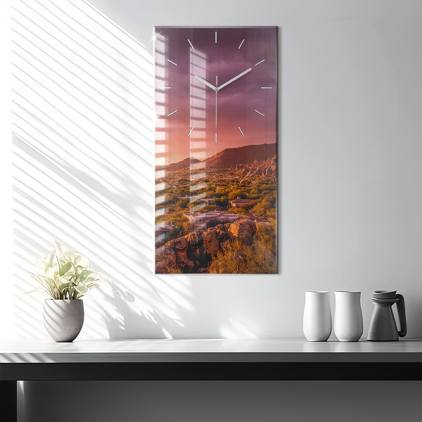 Ceas vertical de perete din sticlă Apus de soare North Scottsdale