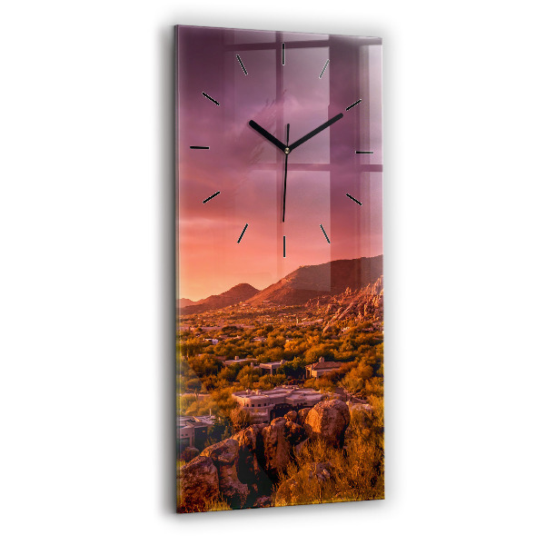 Ceas vertical de perete din sticlă Apus de soare North Scottsdale