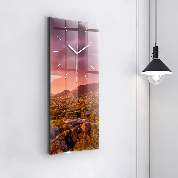 Ceas vertical de perete din sticlă Apus de soare North Scottsdale