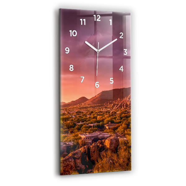Ceas vertical de perete din sticlă Apus de soare North Scottsdale