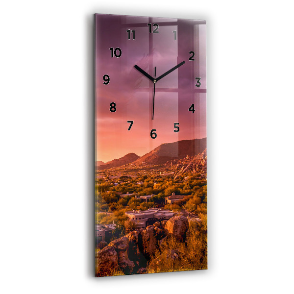 Ceas vertical de perete din sticlă Apus de soare North Scottsdale