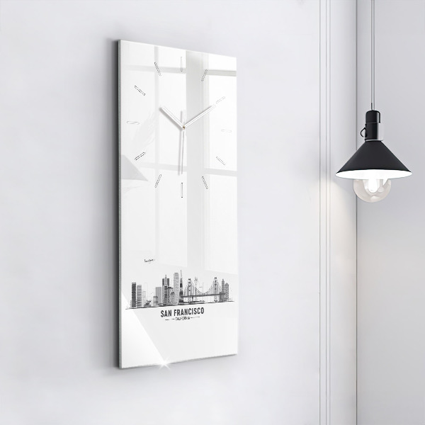 Ceas vertical de perete din sticlă Panorama San Francisco