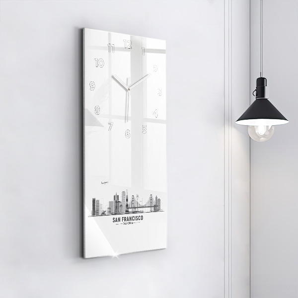 Ceas vertical de perete din sticlă Panorama San Francisco