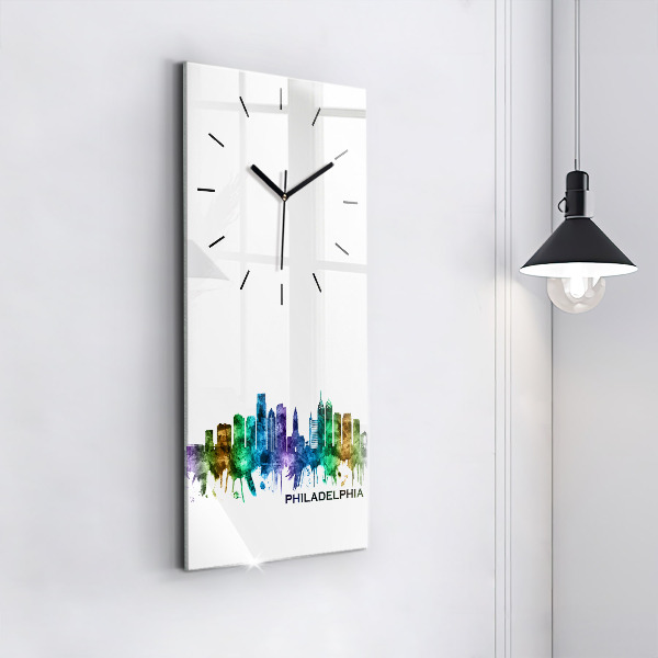 Ceas vertical de perete din sticlă Filadelfia colorată