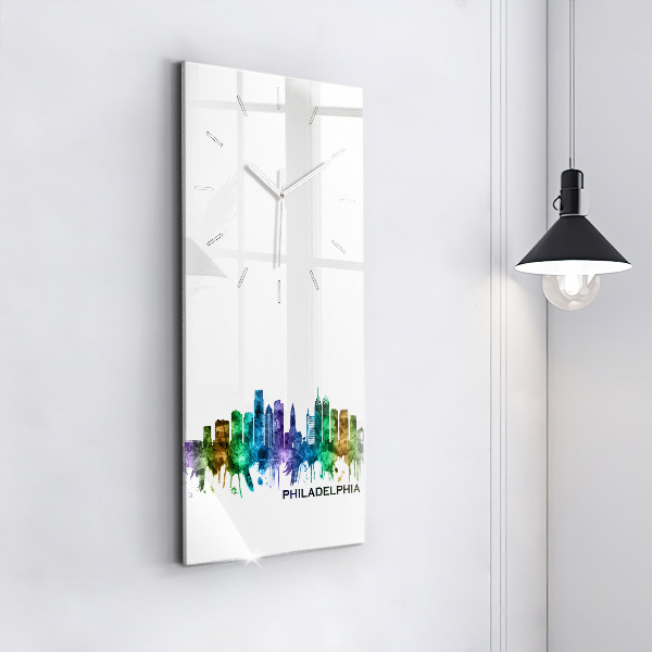 Ceas vertical de perete din sticlă Filadelfia colorată