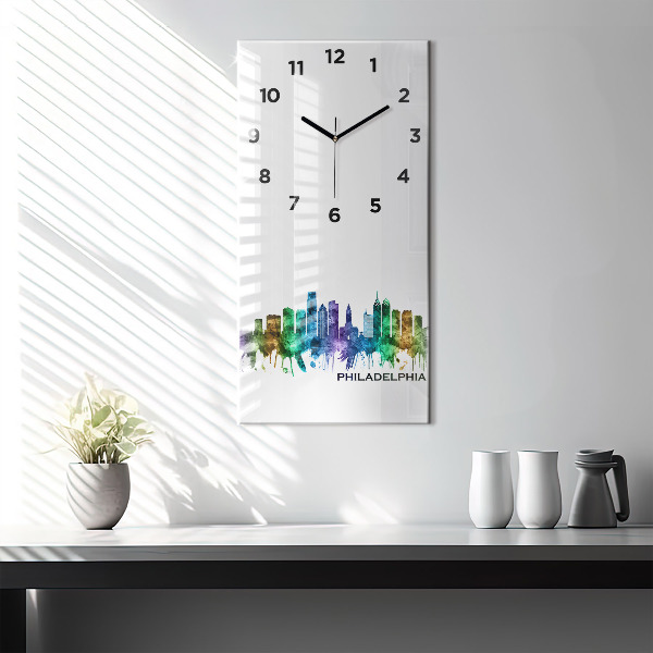 Ceas vertical de perete din sticlă Filadelfia colorată