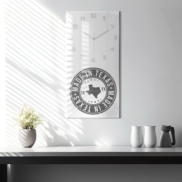 Ceas vertical de perete din sticlă ștampila Texas