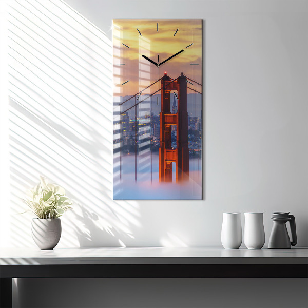 Ceas vertical de perete din sticlă Pod din San Francisco