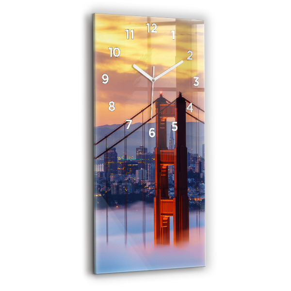 Ceas vertical de perete din sticlă Pod din San Francisco