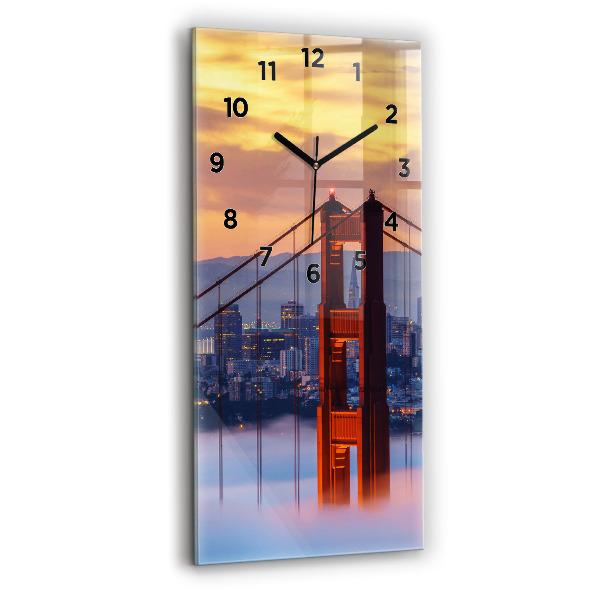 Ceas vertical de perete din sticlă Pod din San Francisco