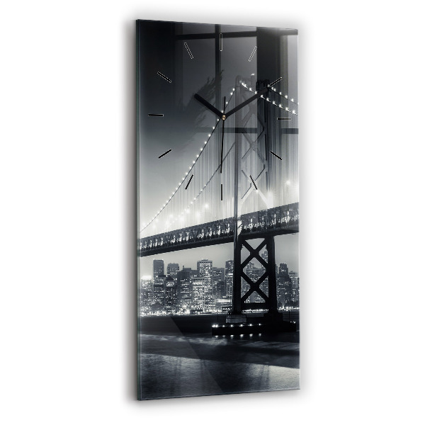 Ceas vertical de perete din sticlă Pod noaptea San Francisco