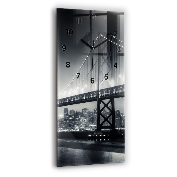 Ceas vertical de perete din sticlă Pod noaptea San Francisco