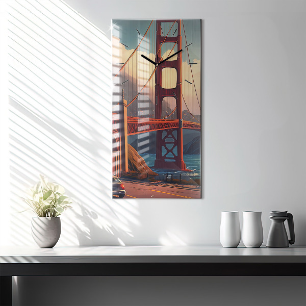 Ceas vertical de perete din sticlă Pod din San Francisco