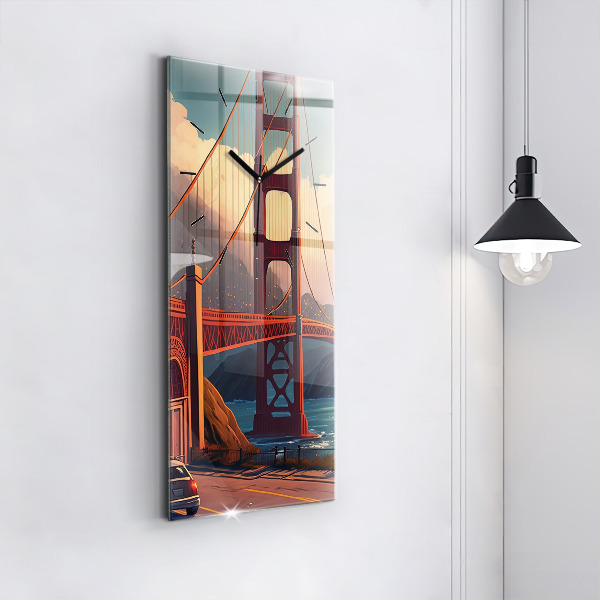 Ceas vertical de perete din sticlă Pod din San Francisco