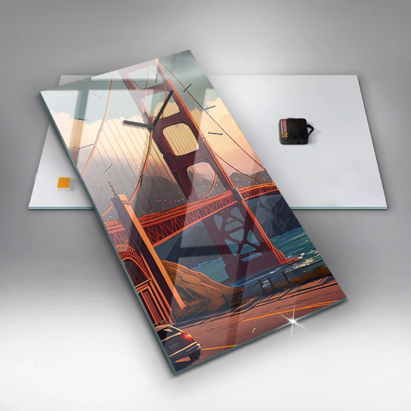 Ceas vertical de perete din sticlă Pod din San Francisco